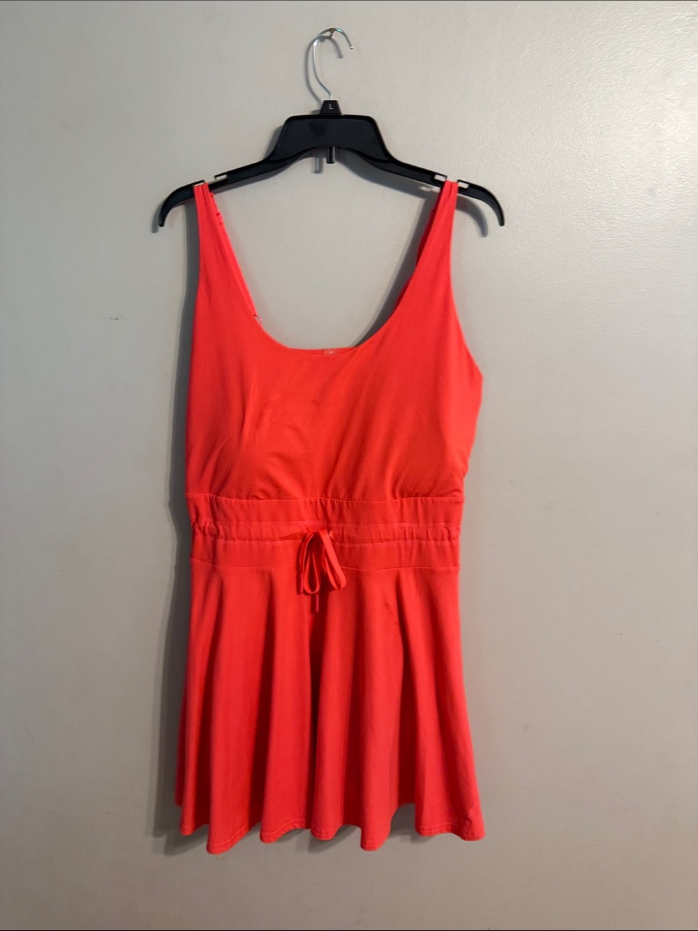 Sleeveless Coral Red Drawstring Waist tennis Dress